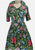 Emerald Rose Print Cotton Dress 1950s 'VIP'