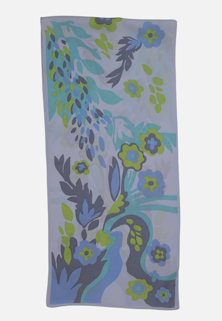 Grey Floral ALA Silk Long Scarf 'VIP'