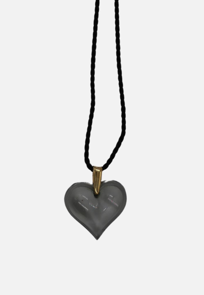 Lalique Amoureuse Beaucoup Grey Glass Heart Pendant 'VIP'