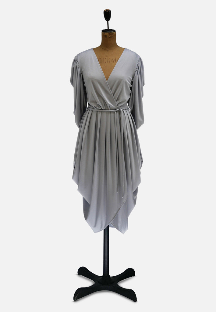 Silver Grey Draped Wrap Dress 'VIP'
