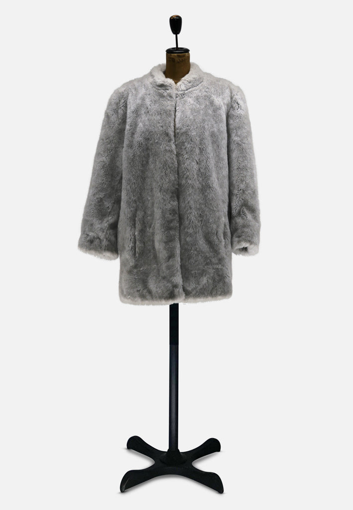 Otex Dove Grey Coat Faux Fur Coat