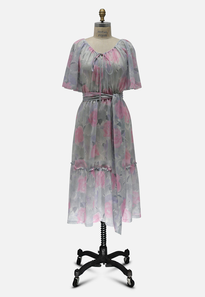 Young Sophisticates Watercolour Rose Cape Sleeve Dress