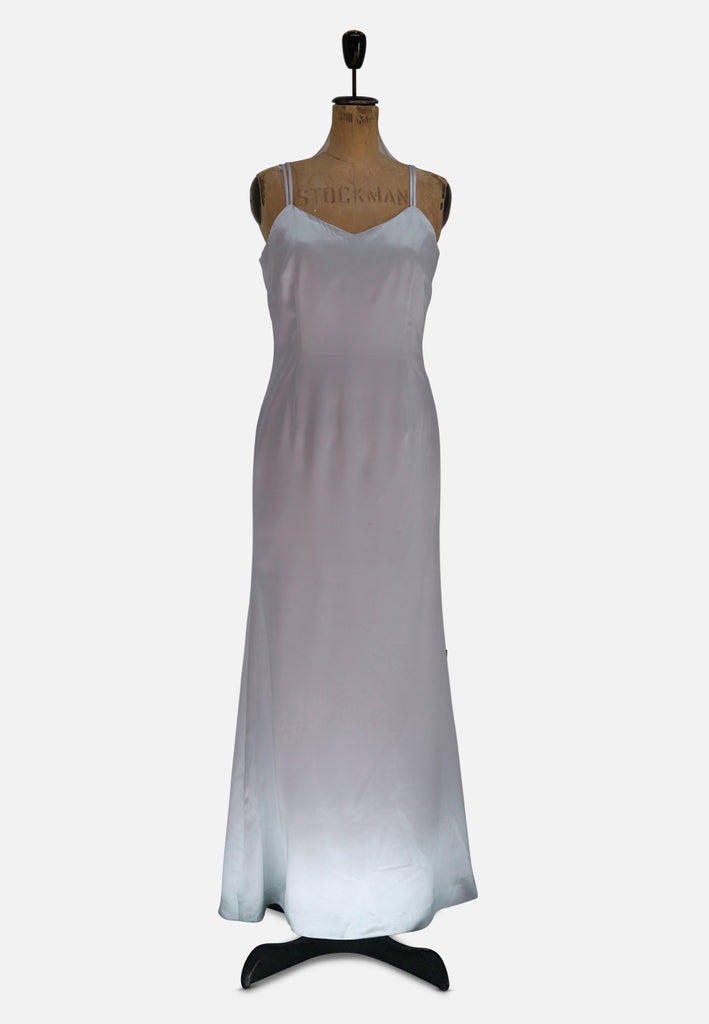 Silver Grey Silk-Feel Bias 90s Slip Dress