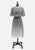 80s Gigi Silver Stripe Puff Sleeve Midi Dress