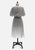 80s Gigi Silver Stripe Puff Sleeve Midi Dress