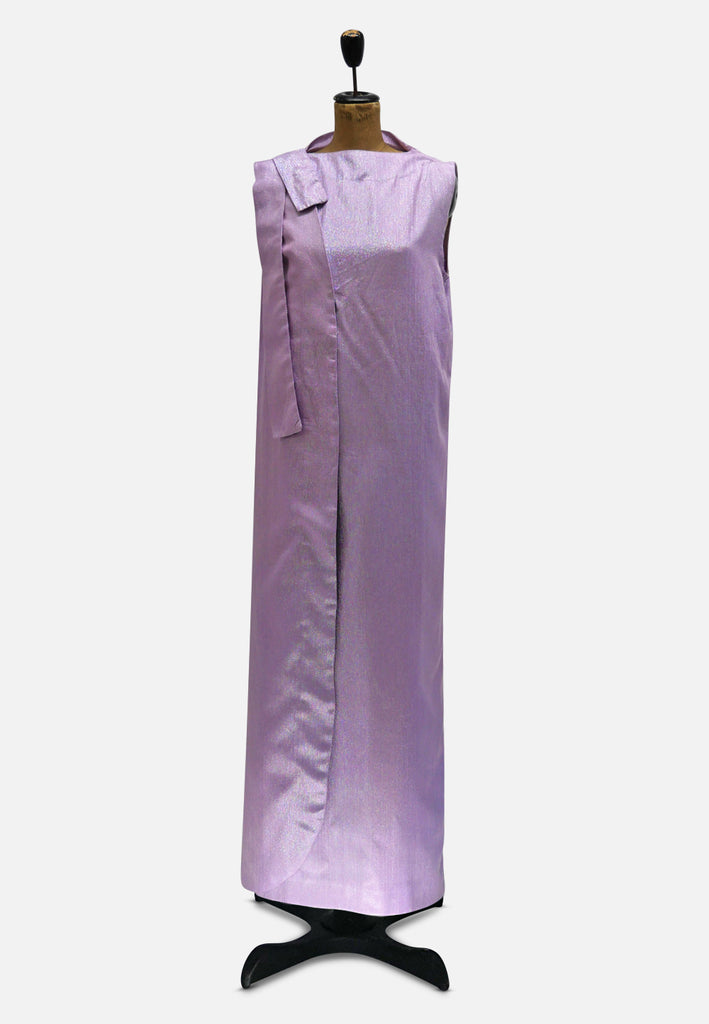 Lavender Lurex Column Gown with Asymmetric Drape Detail 'VIP'