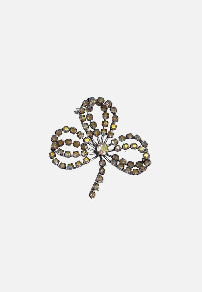 Iridescent Diamanté Mid Century Shamrock Brooch 'VIP'