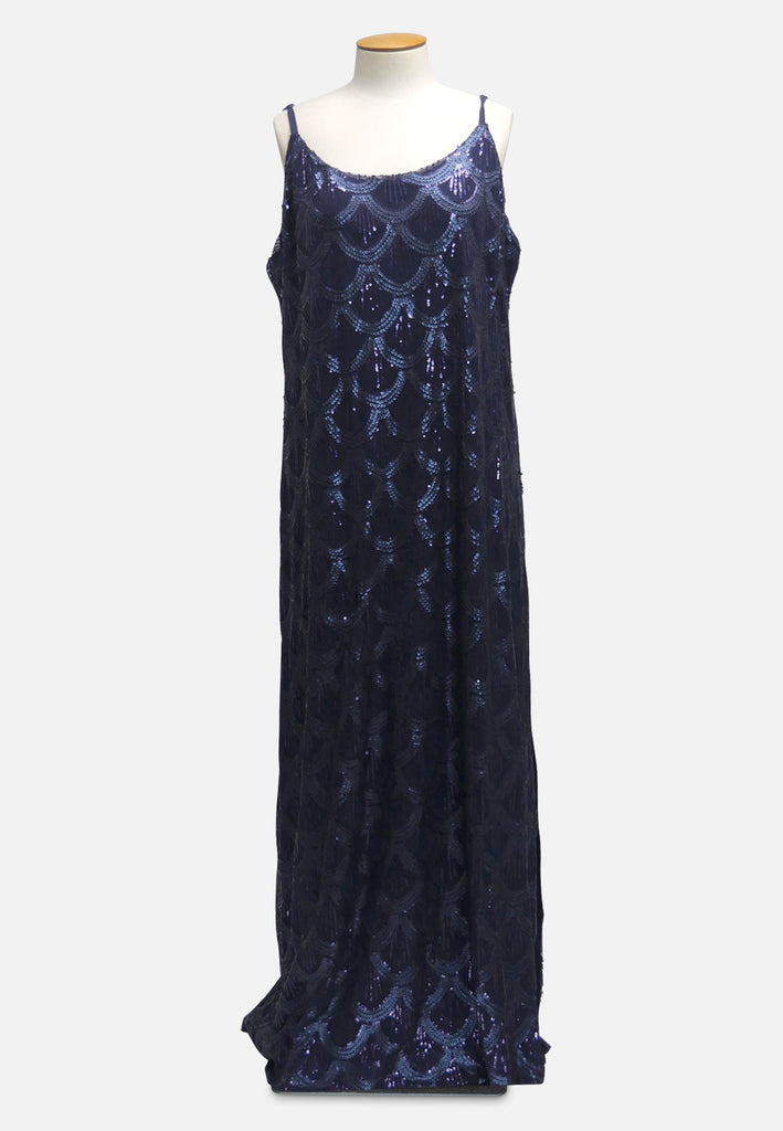 Vintage Clothing - Midnight Waterfall Sequin Slip Gown - Painted Bird Vintage Boutique & The Aviary - Dresses