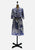 Vintage Clothing - Authentic Vintage Michèle Monrose Paris Navy Blue White Geometric Print Dress | Made in France Pussy Bow Elasticated Waist Full Skirt - Painted Bird Vintage Boutique & The Aviary - Dresses