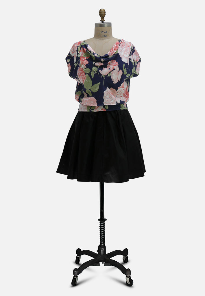Navy Blue 1980 Navy Rose Garden Blouse 'VIP'