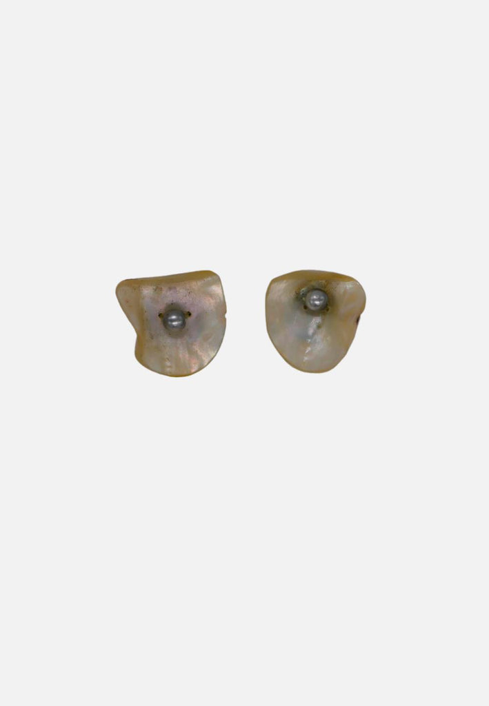 Vintage Mother of Pearl Screwback Earrings with Faux Pearl 'VIP'