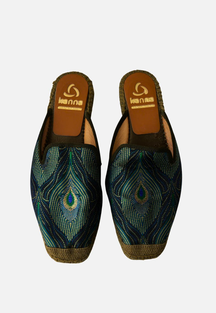 Kenna Peacock Jacquard Espadrille Mule Slides 'VIP'