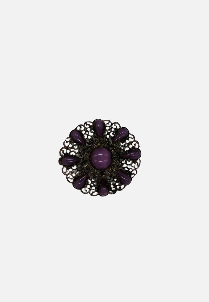 Amethyst Cabochon Filigree Brooch 'VIP'