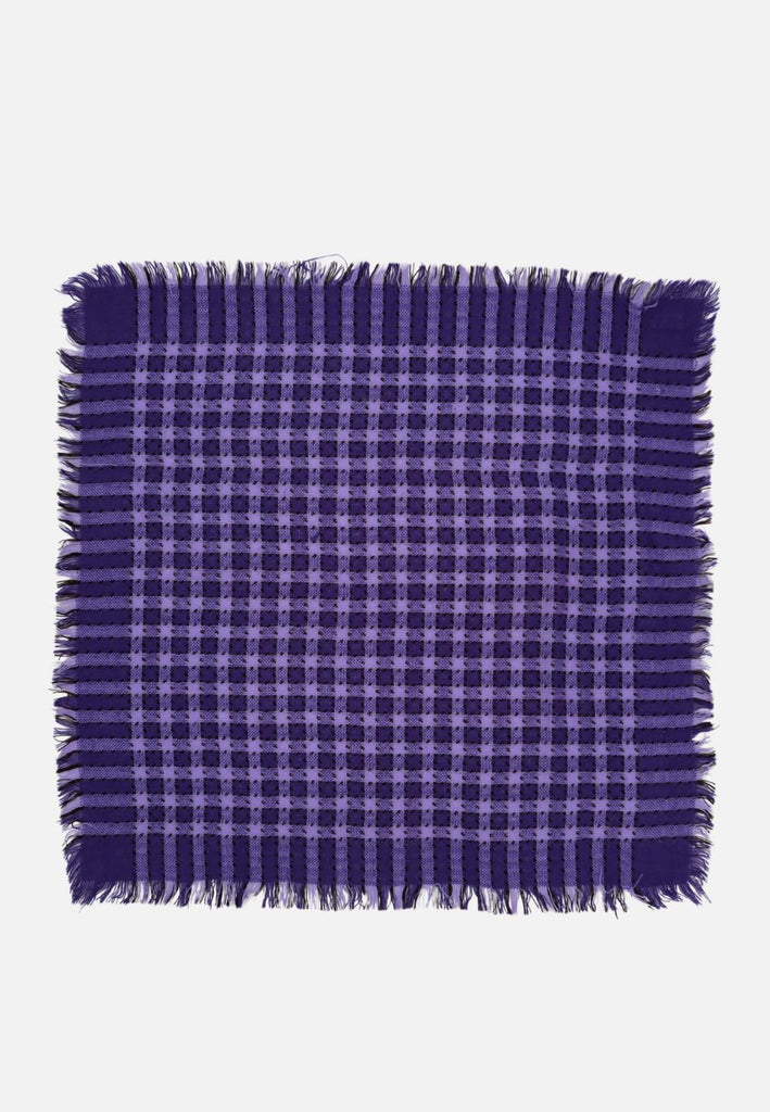 Purple Grid Check Fringed Square Scarf 'VIP'