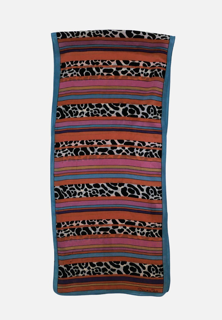 Oscar de la Renta Silk Leopard Stripe Scarf 'VIP'