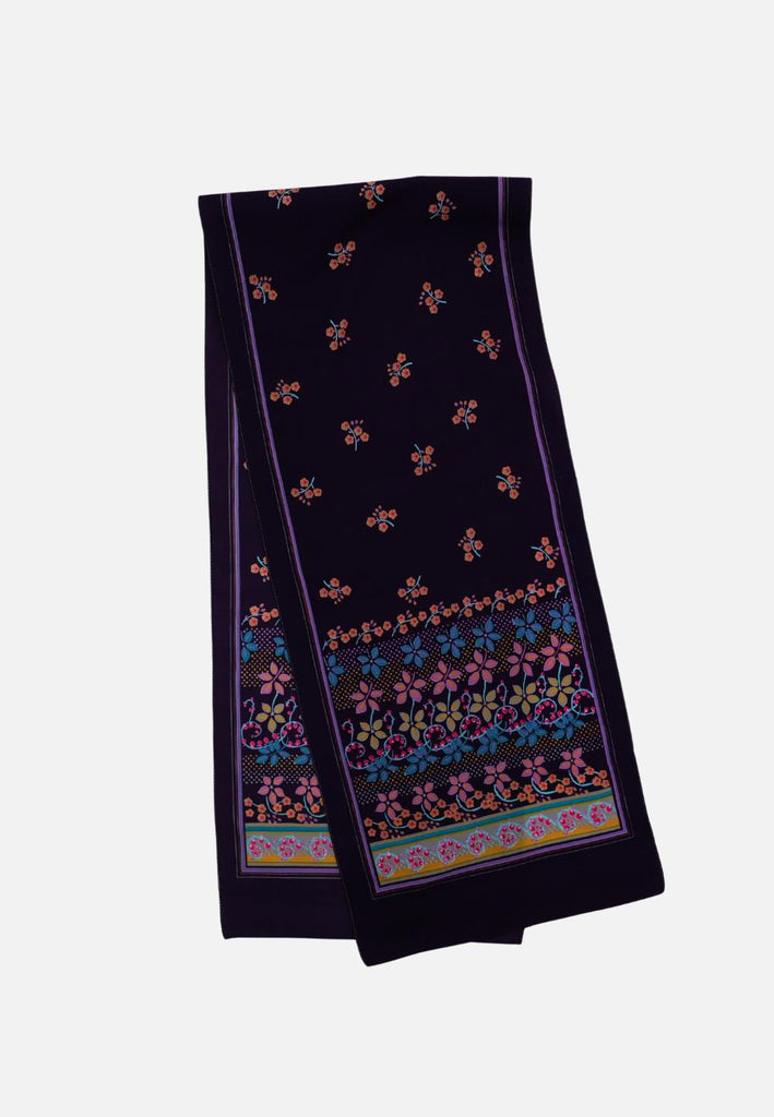 Fine Wool Blend Floral Border Scarf 'VIP'
