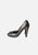 Metallic Pewter Leather Pumps, Ruched Toe Tapered Heel