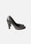 Metallic Pewter Leather Pumps, Ruched Toe Tapered Heel