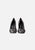 Metallic Pewter Leather Pumps, Ruched Toe Tapered Heel