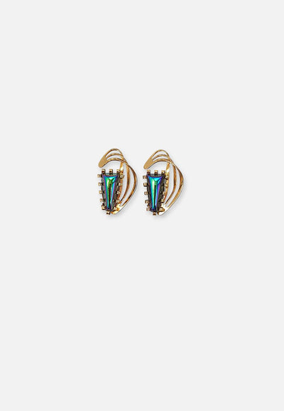 Vintage Clothing - Teal Shine Earrings 'VIP' - Painted Bird Vintage Boutique & The Aviary - Earrings