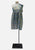 Vintage Clothing - Teal and Gold One-Shoulder Lurex Vintage Brocade Cocktail Dress with Draped Sleeve Panel - Painted Bird Vintage Boutique & The Aviary - Dresses