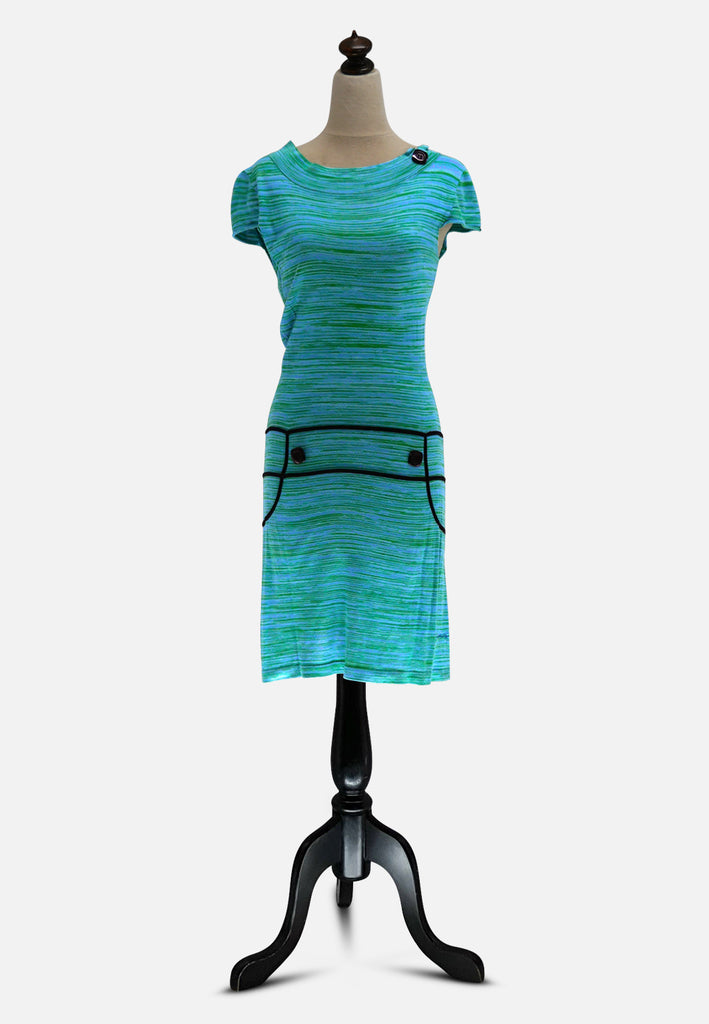 1990s Hookahey Teal Space Dye Mod Revival Dress 'VIP'