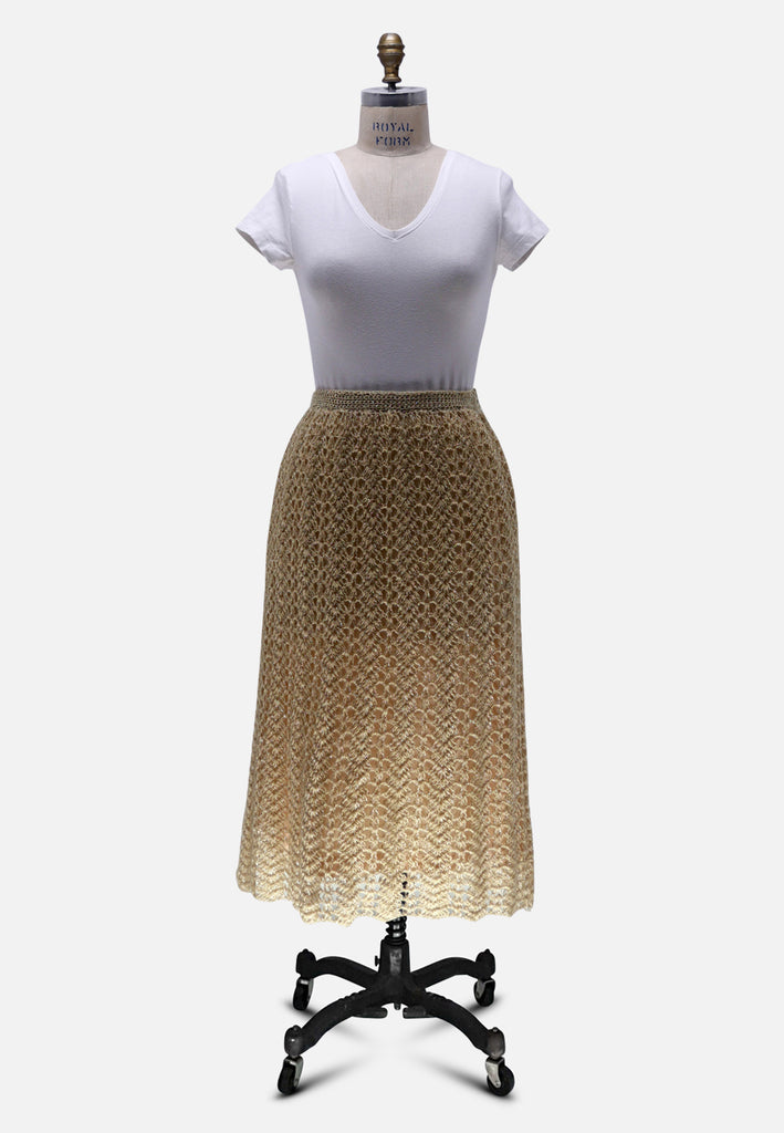 Vintage Clothing - Golden Crochet Skirt 'VIP' - Painted Bird Vintage Boutique & The Aviary - Skirt