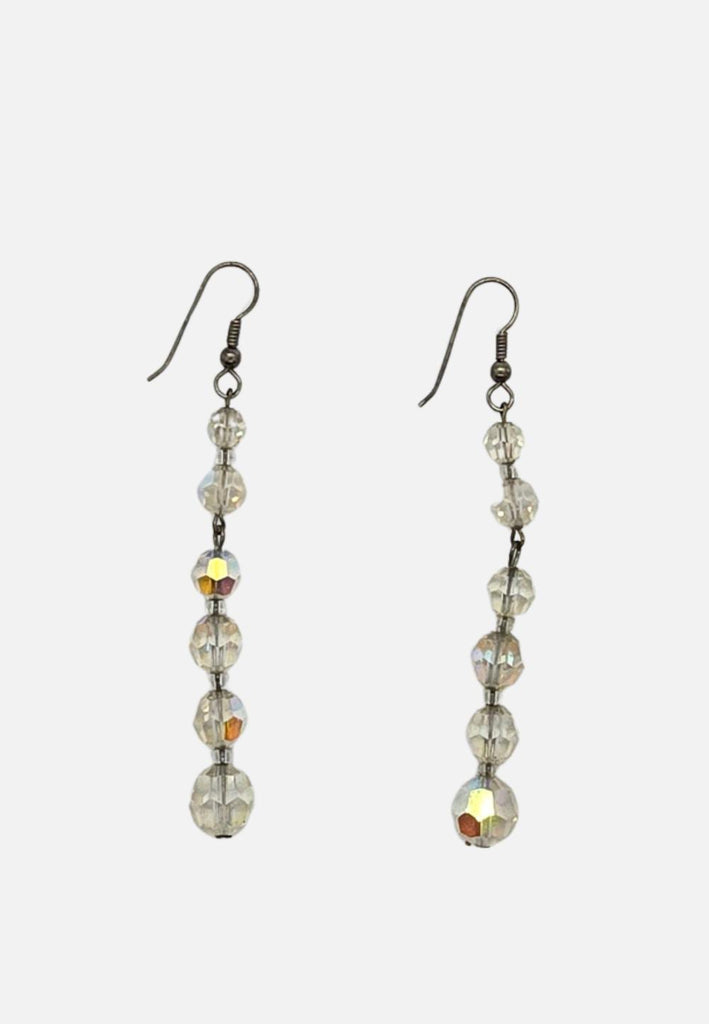 Clear Iridescent Faceted Crystal Drop Earrings 'VIP'