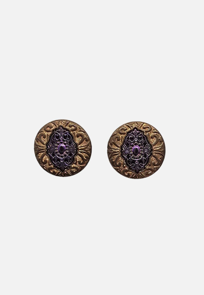 1980s Baroque Medallion Clip-On Earrings 'VIP'