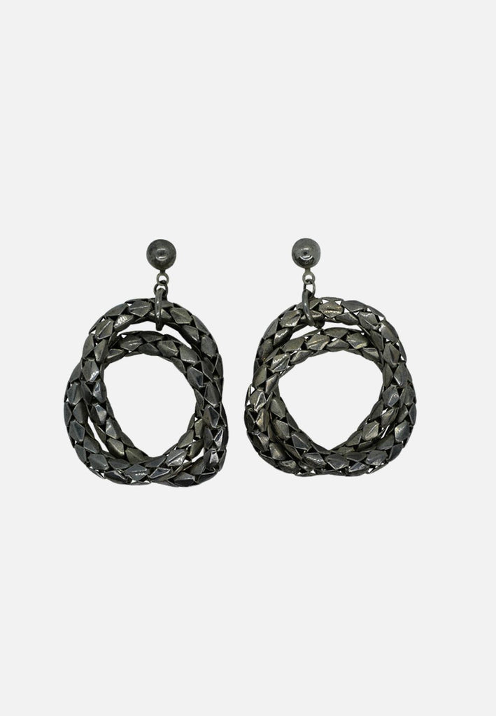 Gunmetal Metal Mesh Hoop Drop Earrings 'VIP'