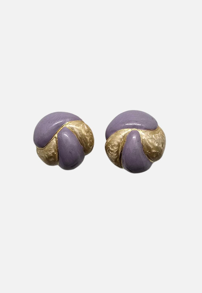 1980s Lilac Enamel Swirl Clip-On Earrings 'VIP'