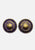 1980s Purple and Gold Medallion Clip-On Earrings 'VIP'