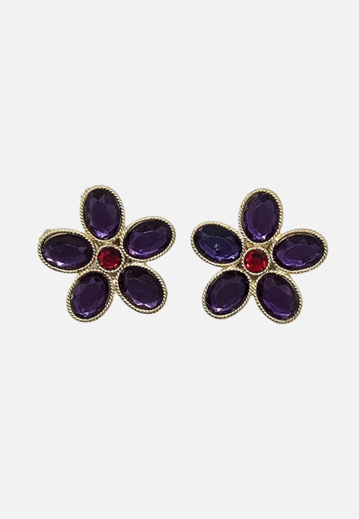 1980s Amethyst Flower Clip-On Earrings 'VIP