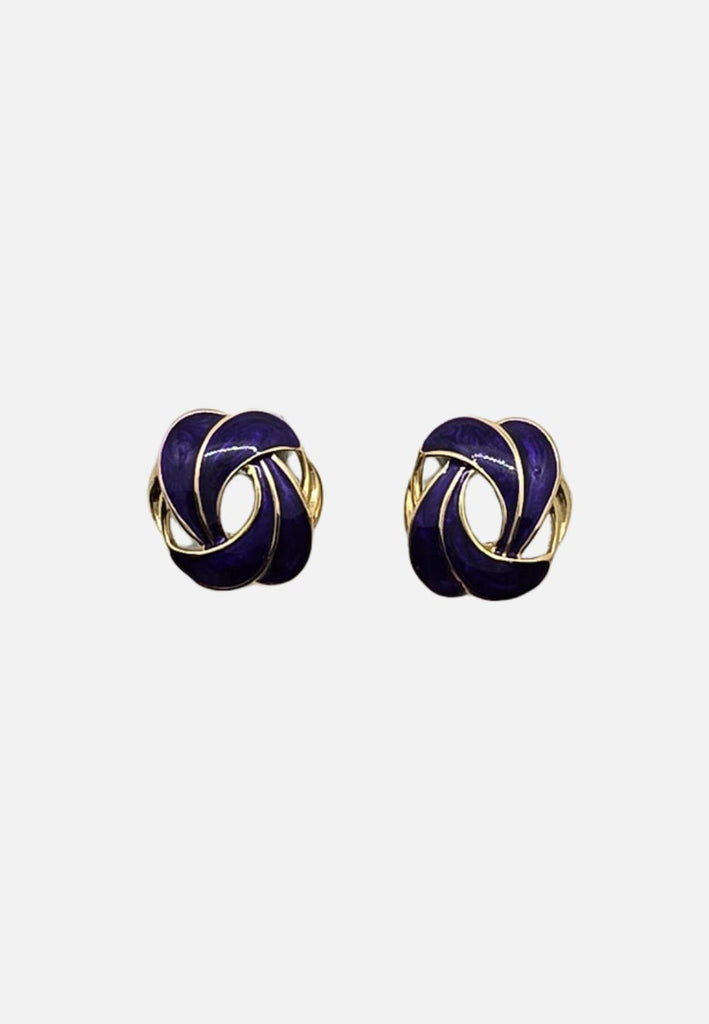 1980s Violet Enamel Love Knot Stud Earrings 'VIP'