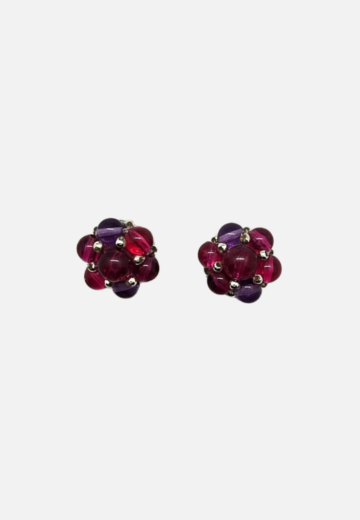 1980s Berry Bead Cluster Clip-On Earrings 'VIP'