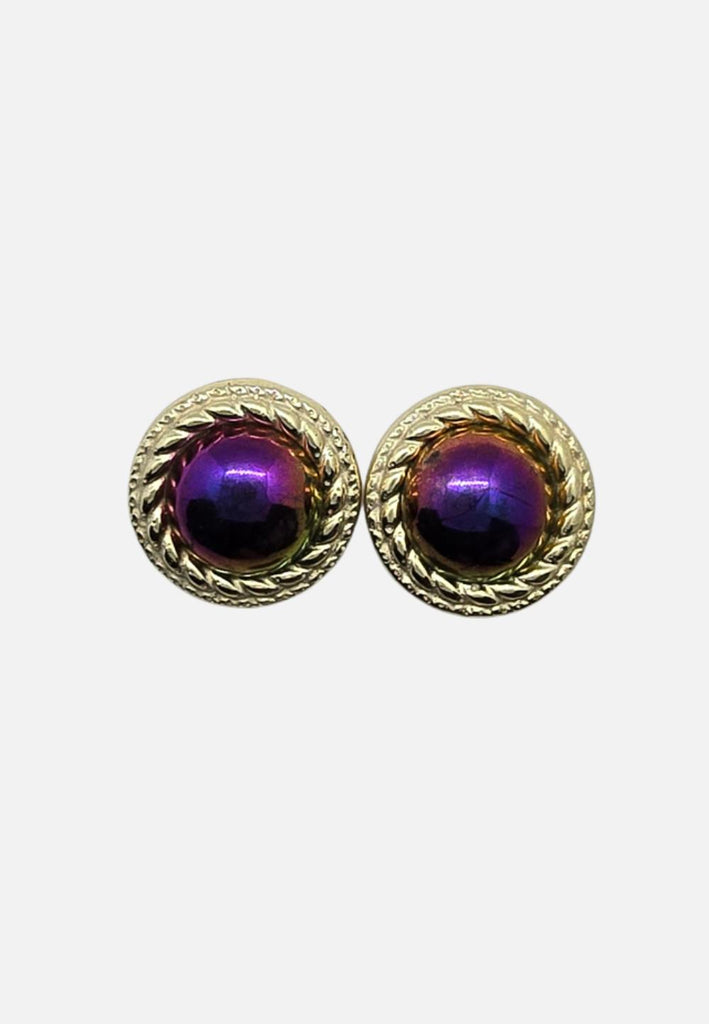 1980s Iridescent Purple Wreath Clip-On Earrings 'VIP'