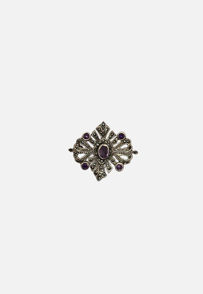 Amethyst Marcasite Silver Starburst Brooch 'VIP'