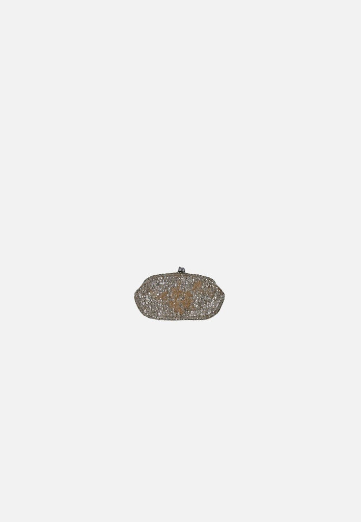 Silver Sequin Floral Beaded Evening Clutch 'VIP'
