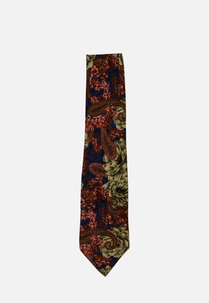 Vintage Clothing - Guy Laroche Paris 100% Silk Floral Paisley Necktie, Made in Italy 'VIP' - Painted Bird Vintage Boutique & The Aviary - Tie
