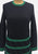 Black and Green Wool Blend Graphic 1970s Knit Dress
