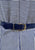 Navy 1980s White Striped Peplum Dress