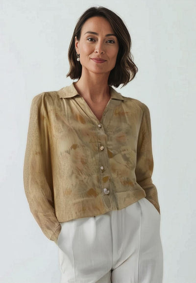 Vintage Clothing - Custard Cream Blouse 'VIP' - Painted Bird Vintage Boutique & The Aviary - Shirt