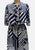 Vintage Clothing - Authentic Vintage Michèle Monrose Paris Navy Blue White Geometric Print Dress | Made in France Pussy Bow Elasticated Waist Full Skirt - Painted Bird Vintage Boutique & The Aviary - Dresses