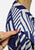Vintage Clothing - Authentic Vintage Michèle Monrose Paris Navy Blue White Geometric Print Dress | Made in France Pussy Bow Elasticated Waist Full Skirt - Painted Bird Vintage Boutique & The Aviary - Dresses
