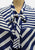 Vintage Clothing - Authentic Vintage Michèle Monrose Paris Navy Blue White Geometric Print Dress | Made in France Pussy Bow Elasticated Waist Full Skirt - Painted Bird Vintage Boutique & The Aviary - Dresses