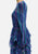 Blue Purple Multi-Stripe Tiered Ruffle Georgette Maxi Gown 'VIP'
