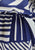 Vintage Clothing - Authentic Vintage Michèle Monrose Paris Navy Blue White Geometric Print Dress | Made in France Pussy Bow Elasticated Waist Full Skirt - Painted Bird Vintage Boutique & The Aviary - Dresses