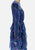 Blue Purple Multi-Stripe Tiered Ruffle Georgette Maxi Gown 'VIP'