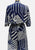 Vintage Clothing - Authentic Vintage Michèle Monrose Paris Navy Blue White Geometric Print Dress | Made in France Pussy Bow Elasticated Waist Full Skirt - Painted Bird Vintage Boutique & The Aviary - Dresses