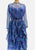 Blue Purple Multi-Stripe Tiered Ruffle Georgette Maxi Gown 'VIP'
